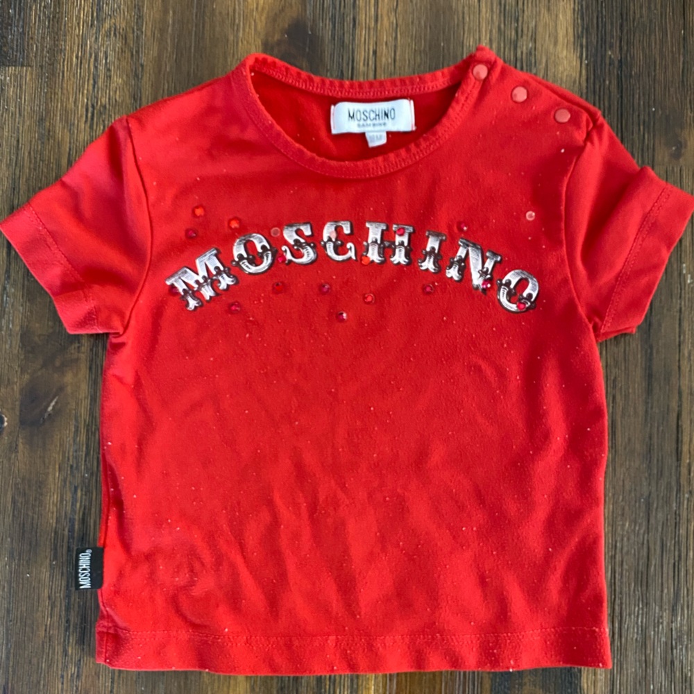 Vintage Red Moschino Baby T-shirt with rhinestones (18M)